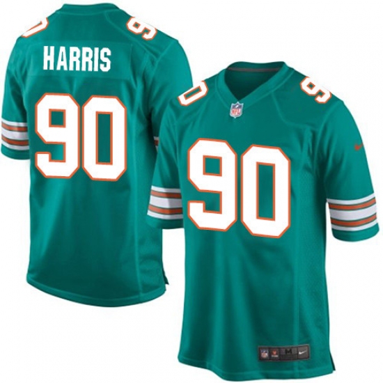 Men's Nike Miami Dolphins #90 Charles Harris Game Aqua Green Alternate NFL Jersey - Ujersey