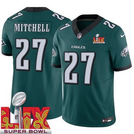 Youth Philadelphia Eagles Quinyon Mitchell #27 Green 2024 2025 Super Bowl LIX F U S E Stitched NFL Jersey - Ujersey