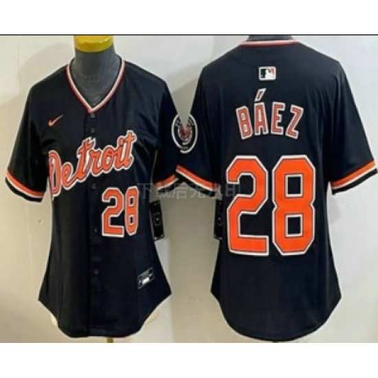 Women's Detroit Tigers #28 Javier Baez Black Stadium Jersey - Ujersey