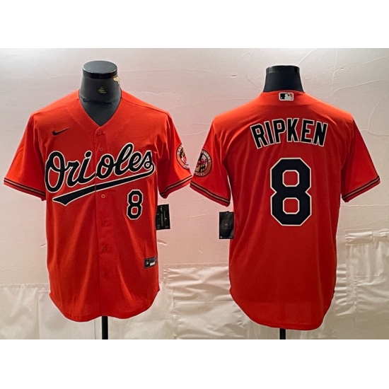 Men's Baltimore Orioles #8 Cal Ripken Jr Number Orange Cool Base Stitched Jersey - Ujersey