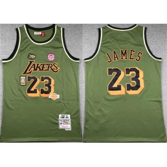 Men's Los Angeles Lakers #23 LeBron James Green 2018-19 Throwback basketball Jersey