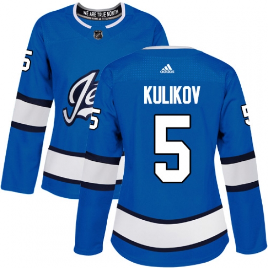 Women's Adidas Winnipeg Jets #5 Dmitry Kulikov Authentic Blue Alternate NHL Jersey - Ujersey