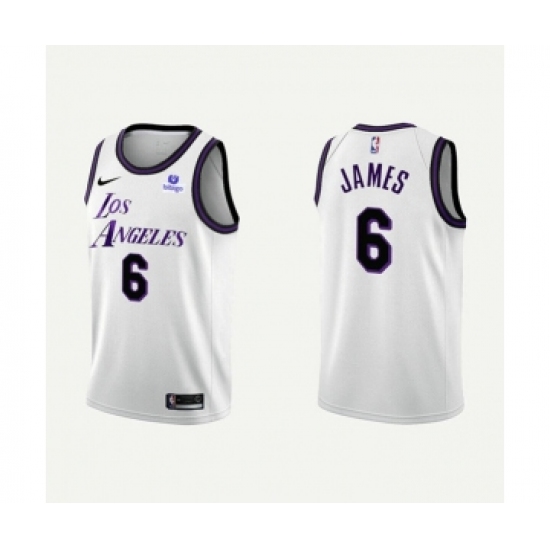 Men's Los Angeles Lakers #6 LeBron James 2022-23 White Stitched Basketball Jersey - Ujersey