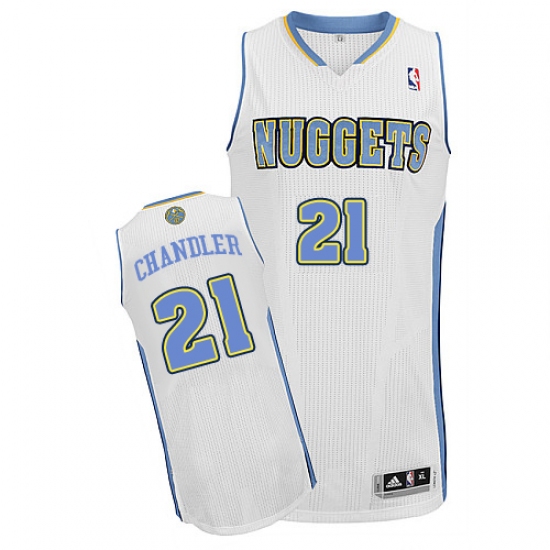 Men's Adidas Denver Nuggets #21 Wilson Chandler Authentic White Home NBA Jersey - Ujersey
