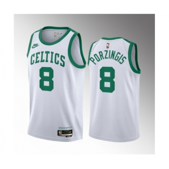 Men's Boston Celtics #8 Kristaps Porzingis White 2023 Draft Association Edition Stitched Basketball Jersey - Ujersey