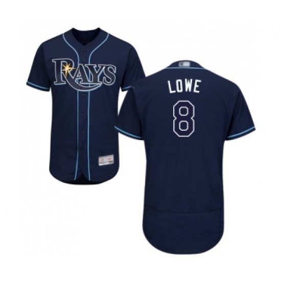 Men's Tampa Bay Rays #8 Brandon Lowe Navy Blue Alternate Flex Base Authentic Collection Baseball Jersey - Ujersey