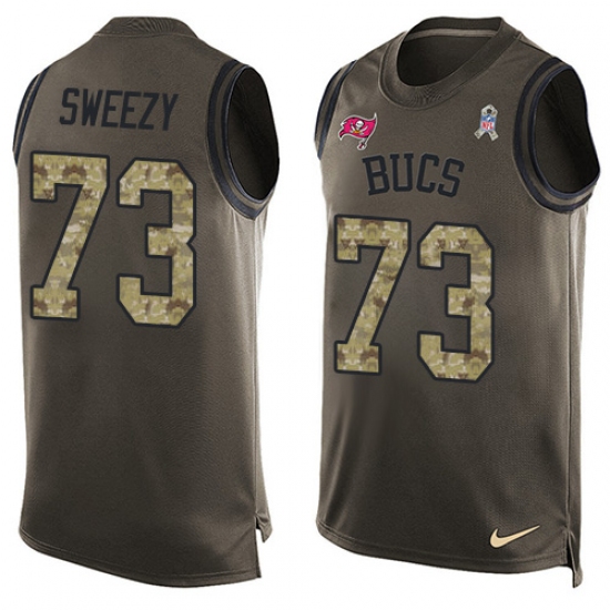 Men's Nike Tampa Bay Buccaneers #73 J. R. Sweezy Limited Green Salute to Service Tank Top NFL Jersey - Ujersey