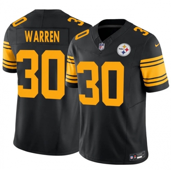 Men's Pittsburgh Steelers #30 Jaylen Warren Black 2025 F.U.S.E. Color Rush Vapor Untouchable Limited Stitched Jersey - Ujersey