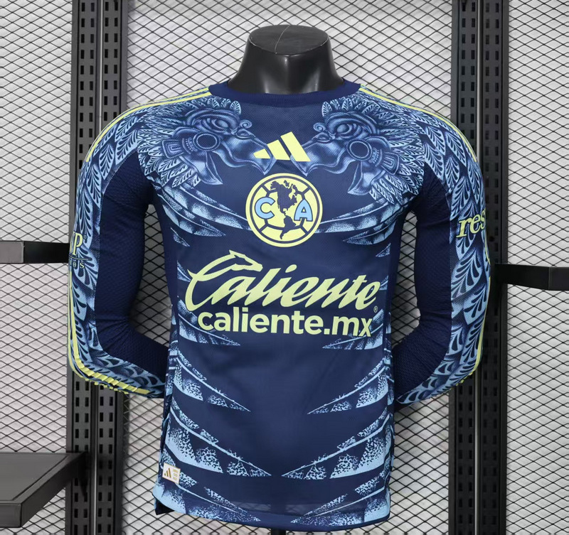 Club America Soccer Jersey Away Long Sleeve Shirt 2025/26 - Ujersey NHL