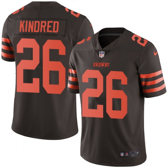 Men's Nike Cleveland Browns #26 Derrick Kindred Elite Brown Rush Vapor Untouchable NFL Jersey - Ujersey