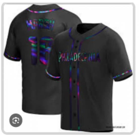 Men Philadelphia Phillies #16 Brandon Marsh Black Stitched Baseball Jersey - Ujersey