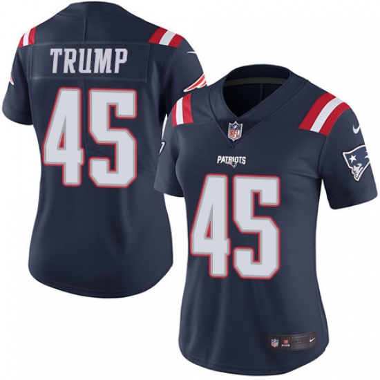 Women's Nike New England Patriots #45 Donald Trump Limited Navy Blue Rush Vapor Untouchable NFL Jersey - Ujersey