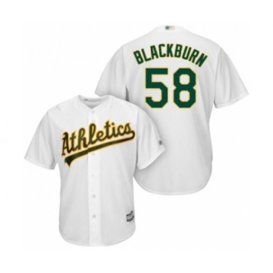 Youth Oakland Athletics #58 Paul Blackburn Authentic White Home Cool Base Baseball Player Jersey