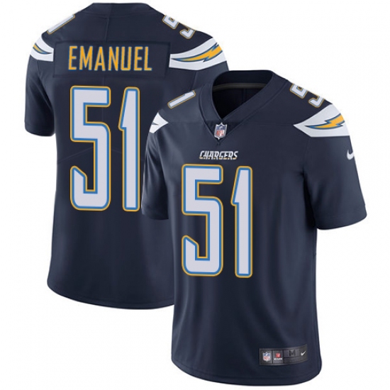 Men's Nike Los Angeles Chargers #51 Kyle Emanuel Navy Blue Team Color Vapor Untouchable Limited Player NFL Jersey - Ujersey