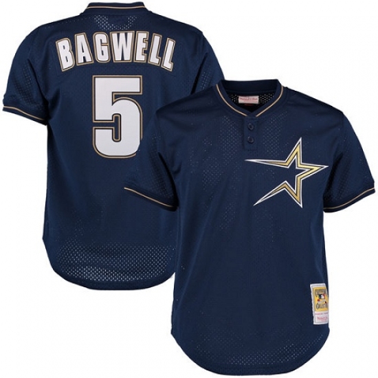 Men's Mitchell and Ness 1997 Houston Astros #5 Jeff Bagwell Authentic Navy Blue Throwback MLB Jersey - Ujersey