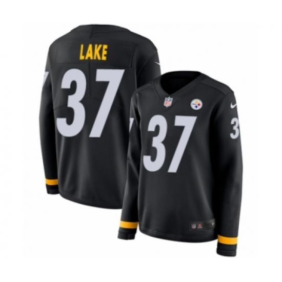 Women's Nike Pittsburgh Steelers #37 Carnell Lake Limited Black Therma Long Sleeve NFL Jersey - Ujersey