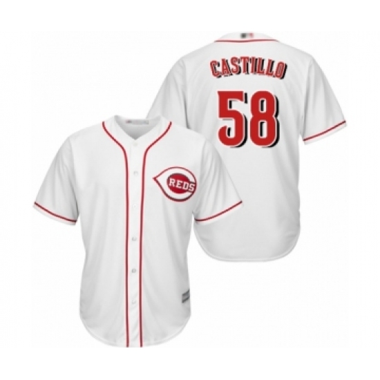 Men's Cincinnati Reds #58 Luis Castillo Replica White Home Cool Base Baseball Jersey - Ujersey