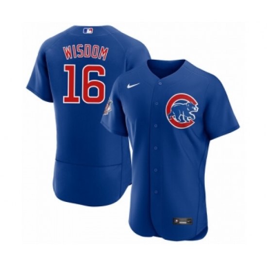 Men's Chicago Cubs #16 Patrick Wisdom Blue Flex Base Stitched Jersey - Ujersey