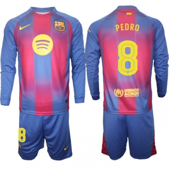 Men FC Barcelona 2026 Soccer Jerseys Red Long #8 PEDRI (2)