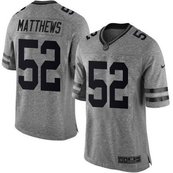 Men's Nike Green Bay Packers #52 Clay Matthews Limited Gray Gridiron NFL Jersey - Ujersey