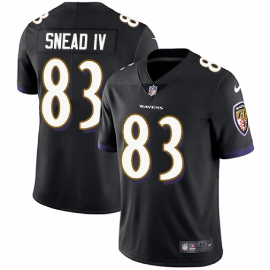 Youth Nike Baltimore Ravens #83 Willie Snead IV Black Alternate Vapor Untouchable Limited Player NFL Jersey - Ujersey
