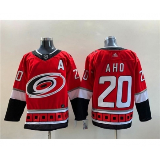 Men's Carolina Hurricanes #20 Sebastian Aho NEW Red Stitched Jersey - Ujersey
