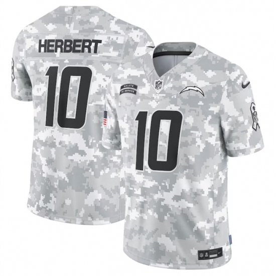 Men's Los Angeles Chargers #10 Justin Herbert 2024 Arctic Camo Salute To Service Limited Stitched Football Jersey - Ujersey