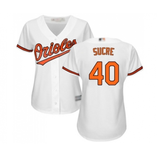 Women's Baltimore Orioles #40 Jesus Sucre Replica White Home Cool Base Baseball Jersey - Ujersey
