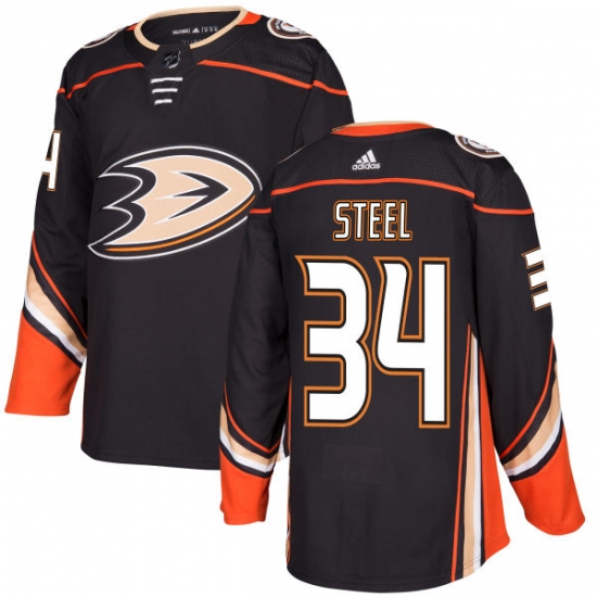 Youth Adidas Anaheim Ducks #34 Sam Steel Premier Black Home NHL Jersey - Ujersey
