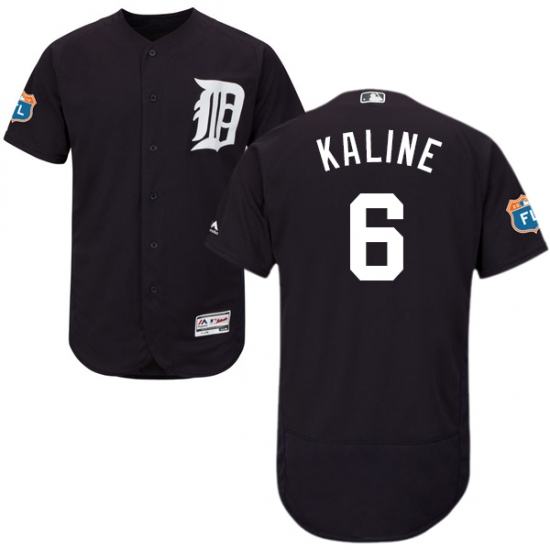 Men's Majestic Detroit Tigers #6 Al Kaline Navy Blue Alternate Flex Base Authentic Collection MLB Jersey - Ujersey
