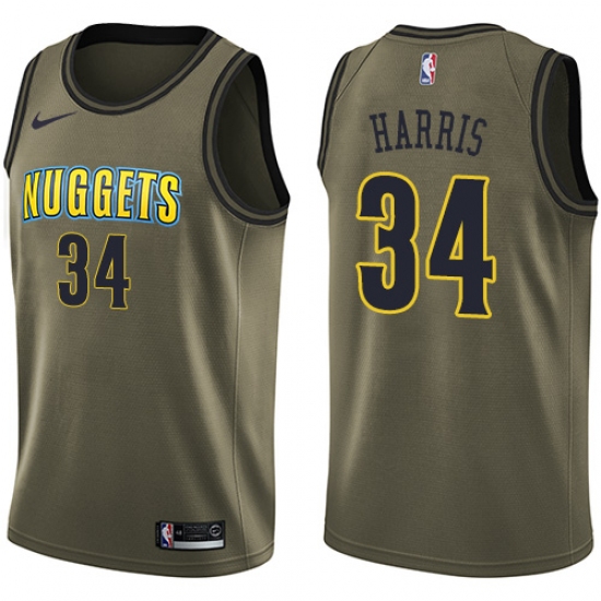 Men's Nike Denver Nuggets #34 Devin Harris Swingman Green Salute to Service NBA Jersey - Ujersey