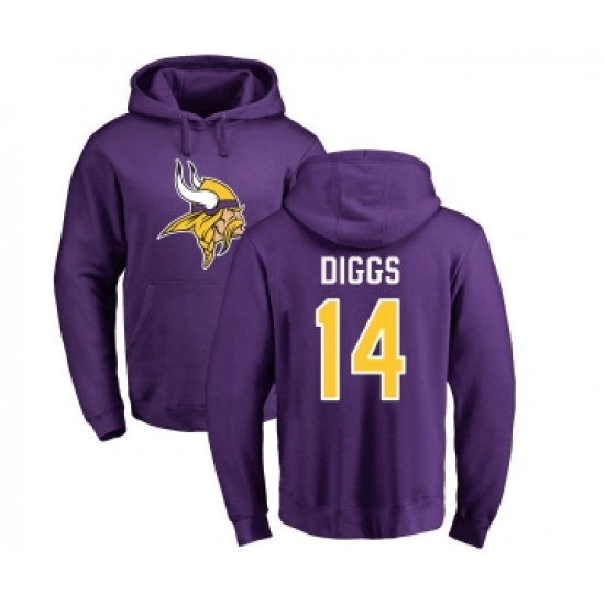 Football Minnesota Vikings #14 Stefon Diggs Purple Name & Number Logo Pullover Hoodie - Ujersey
