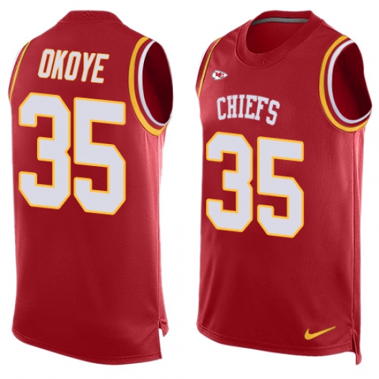 Men's Nike Kansas City Chiefs #35 Christian Okoye Limited Red Player Name & Number Tank Top NFL Jersey - Ujersey
