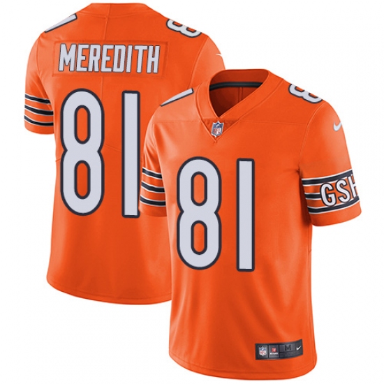 Men's Nike Chicago Bears #81 Cameron Meredith Limited Orange Rush Vapor Untouchable NFL Jersey - Ujersey