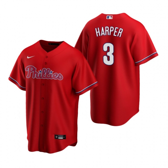 Men's Nike Philadelphia Phillies #3 Bryce Harper Red Alternate Stitched Baseball Jersey - Ujersey