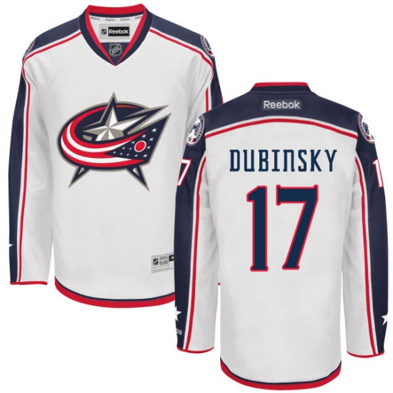 Men's Reebok Columbus Blue Jackets #17 Brandon Dubinsky Authentic White Away NHL Jersey - Ujersey