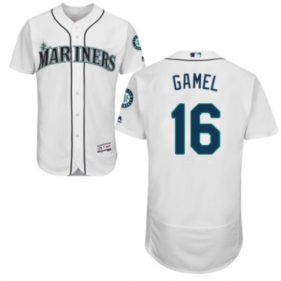 Men's Majestic Seattle Mariners #16 Ben Gamel White Home Flex Base Authentic Collection MLB Jersey - Ujersey