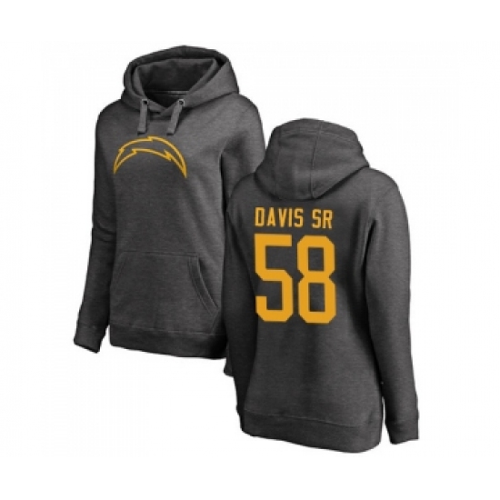 Football Women's Los Angeles Chargers #58 Thomas Davis Sr Ash One Color Pullover Hoodie - Ujersey
