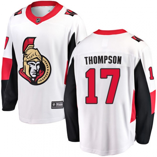 Men's Ottawa Senators #17 Nate Thompson Fanatics Branded White Away Breakaway NHL Jersey - Ujersey