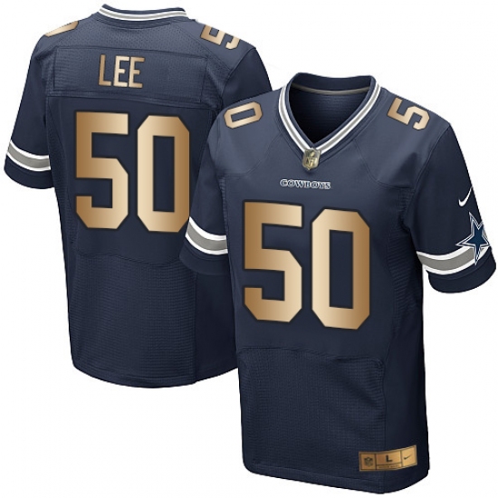 Men's Nike Dallas Cowboys #50 Sean Lee Elite Navy/Gold Team Color NFL Jersey - Ujersey