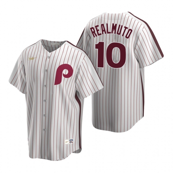 Men's Nike Philadelphia Phillies #10 J.T. Realmuto White Cooperstown Collection Home Stitched Baseball Jersey - Ujersey
