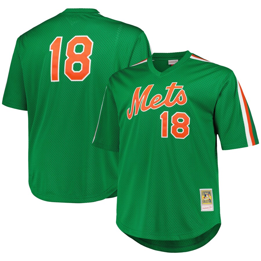 Men's New York Mets Darryl Strawberry Mitchell & Ness Green 1988 Cooperstown Collection Mesh Pullover Jersey - Ujersey NHL