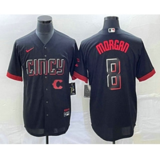 Men's Cincinnati Reds #8 Joe Morgan Black 2023 City Connect Cool Base Stitched Jersey - Ujersey