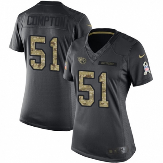 Women's Nike Tennessee Titans #51 Will Compton Limited Black 2016 Salute to Service NFL Jersey - Ujersey