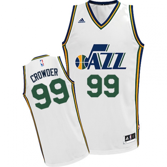 Youth Adidas Utah Jazz #99 Jae Crowder Swingman White Home NBA Jersey - Ujersey