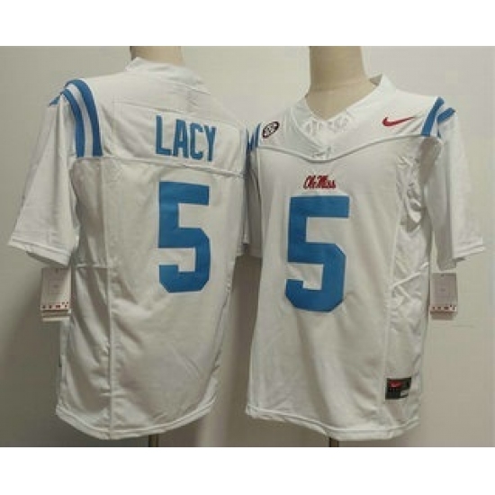 Men's Ole Miss Rebels #5 Kewan Lacy Limited White FUSE College Football Jersey - Ujersey