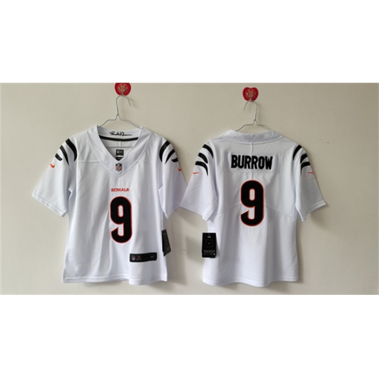 Women's Cincinnati Bengals #9 Joe Burrow White Vapor Football Stitched Jersey(Run Small) - Ujersey