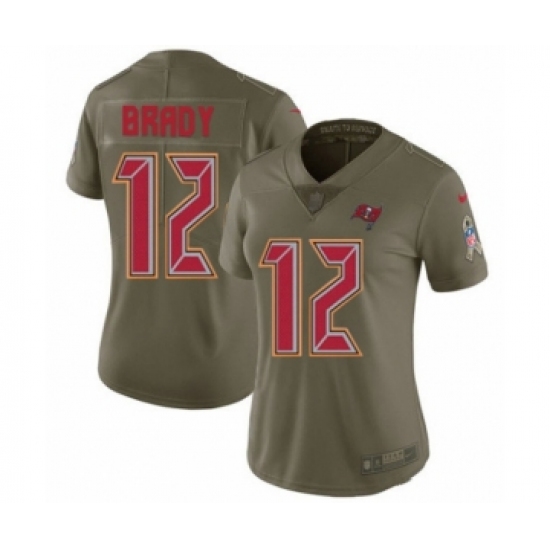 Women's Tampa Bay Buccaneers #12 Tom Brady Limited Olive 2017 Salute to Service Football Jersey - Ujersey