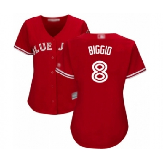 Women's Toronto Blue Jays #8 Cavan Biggio Authentic Scarlet Alternate Baseball Player Jersey - Ujersey