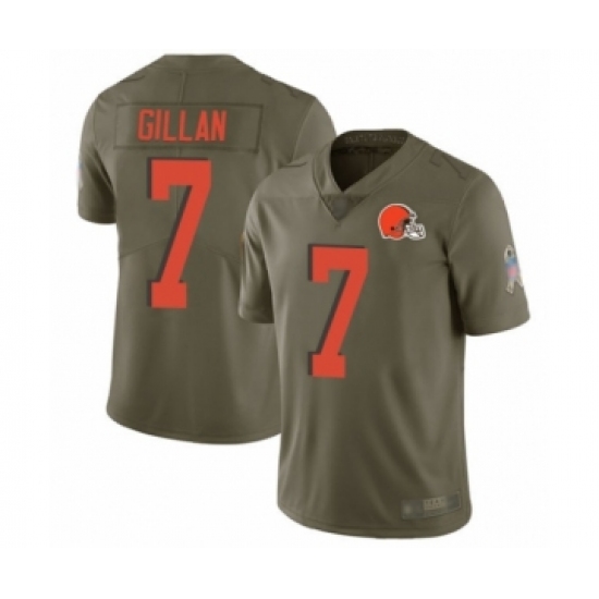 Men's Cleveland Browns #7 Jamie Gillan Limited Olive 2017 Salute to Service Football Jersey - Ujersey